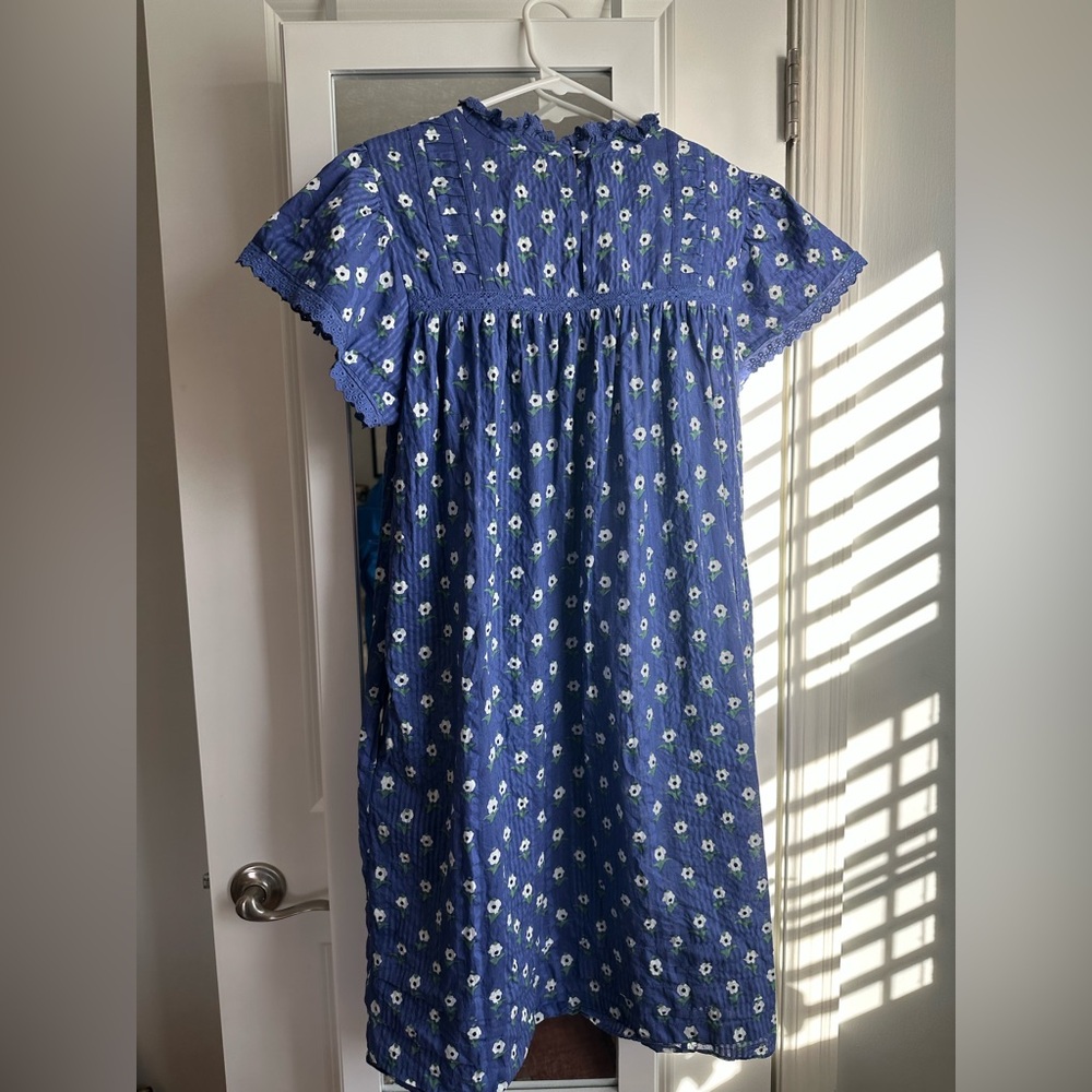 OPHELIA & INDIGO Women's Rosie Sleeve Edges Dress Blue Cotton Medium M - Picture 3 of 9